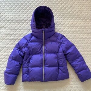 Polo Ralph Lauren Girls Quilted Puffer Jacket Size 6 Purple Hooded Zipper Pocket